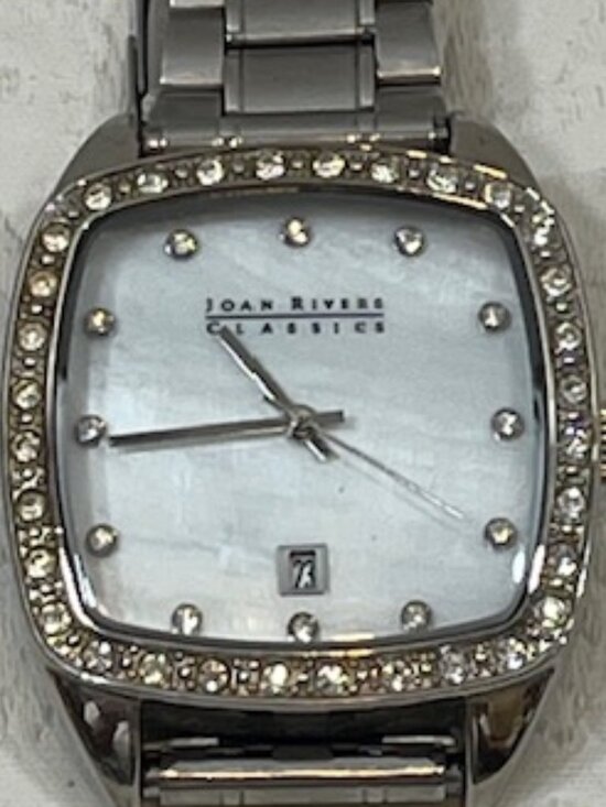 VTG Joan Rivers Classic Collection Crystal Face Silver-Tone Metal Bracelet Watch main image 14